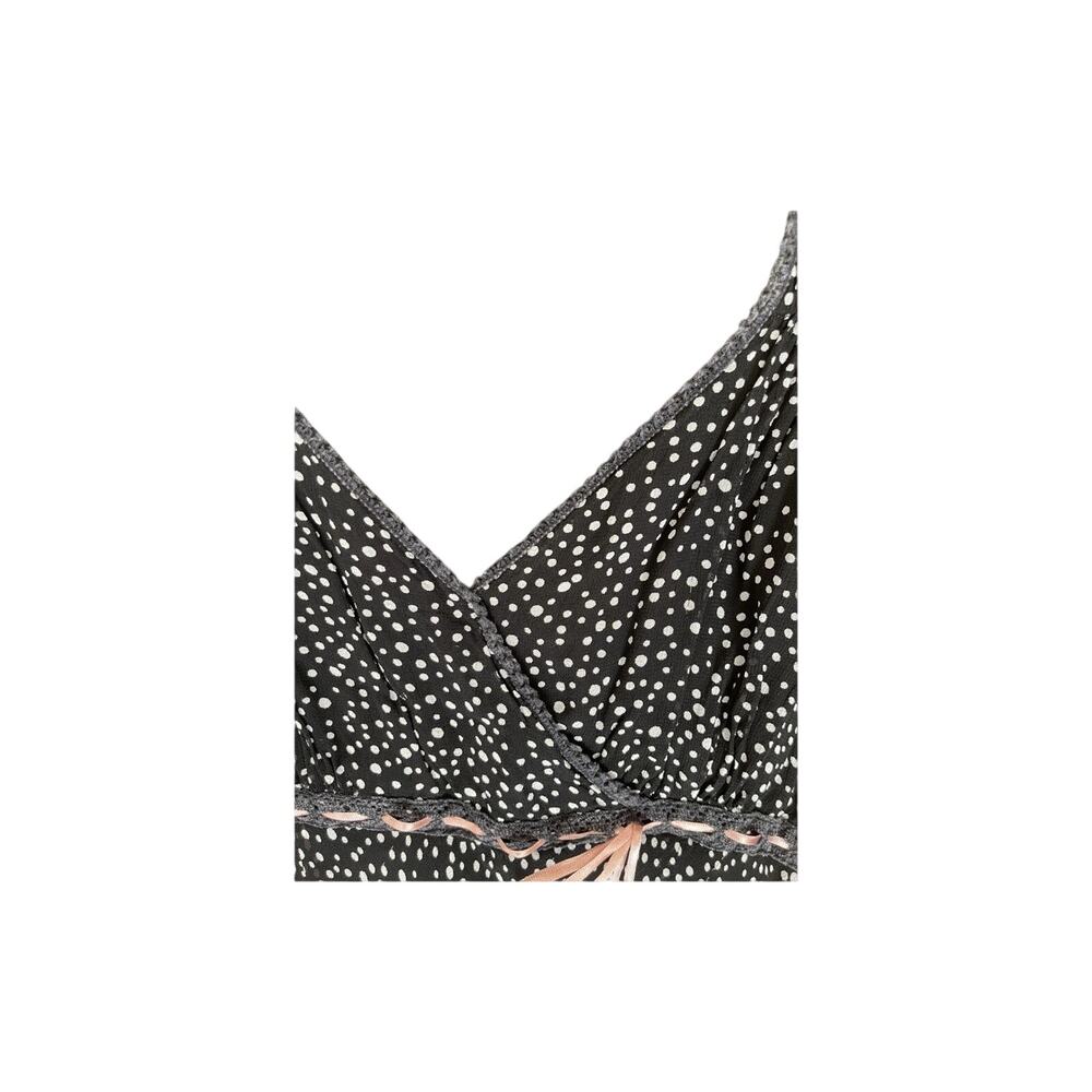 Y2K 90s Slip Dress Womens M Polka Dot Black Midi Flowy Baby Doll Dainty Ribbon - Picture 5 of 12